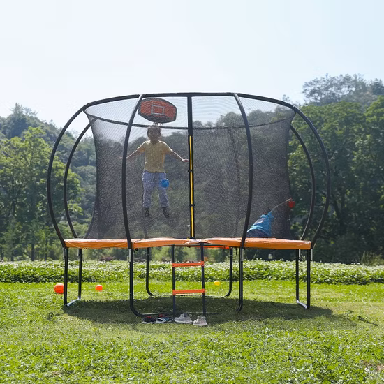 Funjump 12FT maßgeschneidertes Outdoor-Trampolin für Kleinkinder mit gebogenen Stangen und verstärktem Stil